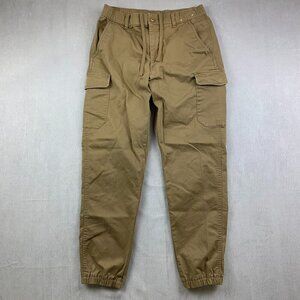 Uniqlo Mens Pants Small 27-30 Beige Tan Cargo Tapered Drawstring Cotton Spandex